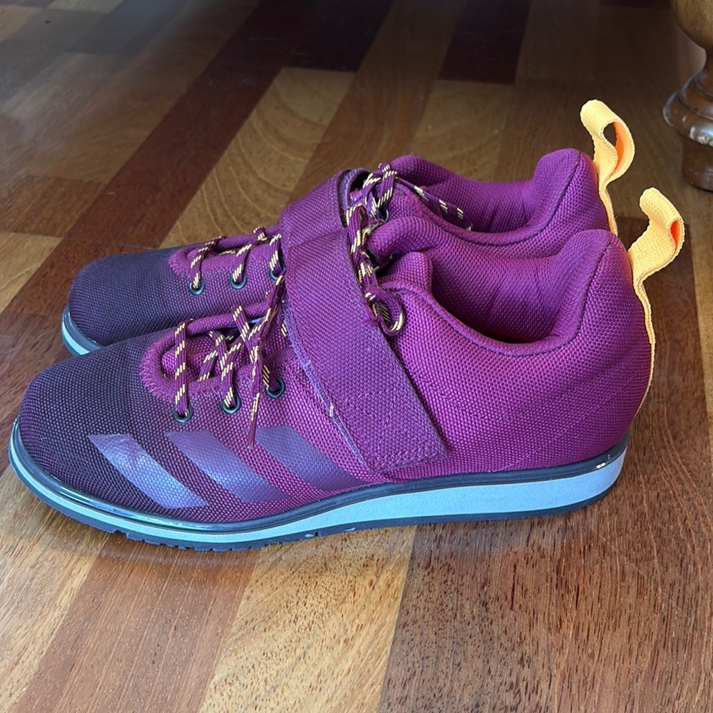 Adidas Maroon and Yellow Athletic “Lifters” weight lifting Shoes